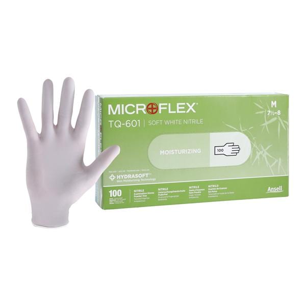 Soft White Nitrile Exam Gloves Medium White Non-Sterile