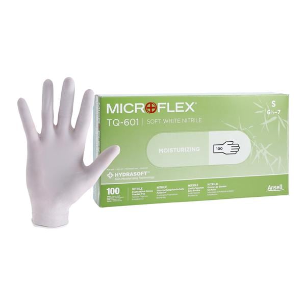 MICROFLEX Soft White Nitrile Exam Gloves Small Standard White Non-Sterile