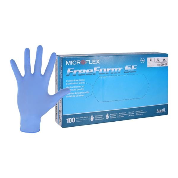 MICROFLEX FreeForm SE Nitrile Exam Gloves X-Large Standard Blue Non-Sterile