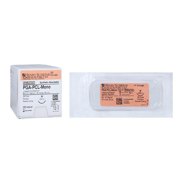 Suture 6-0 18" Polyglycolic Acid/Polycaprolactone Monofilament DSM13 Undyd 12/Bx