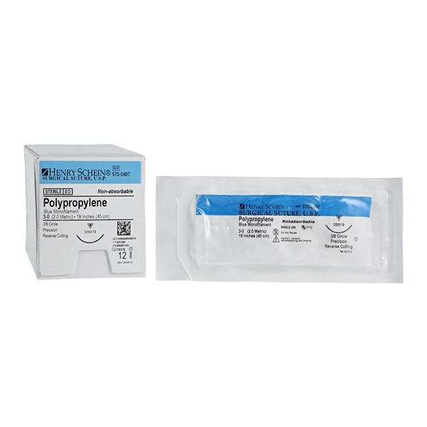 Prolene Suture 3-0 18" Polypropylene Monofilament DSM19 Blue 12/Bx