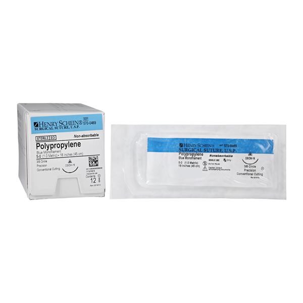 Prolene Suture 5-0 18" Polypropylene Monofilament DSCM16 Blue 12/Bx