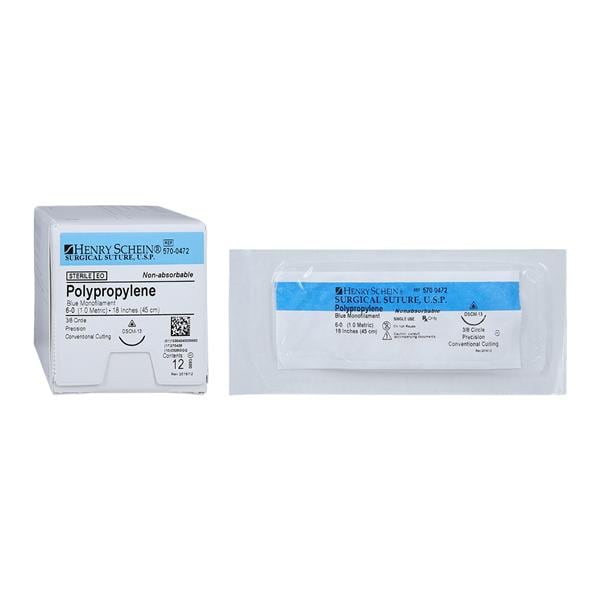 Prolene Suture 6-0 18" Polypropylene Monofilament DSCM13 Blue 12/Bx