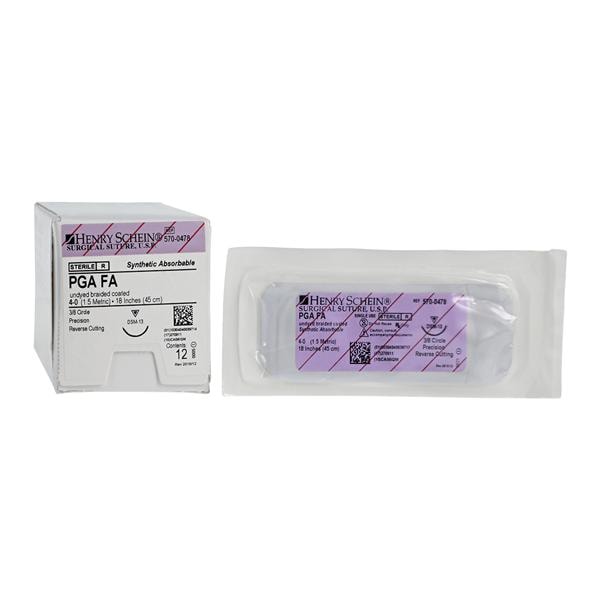 Suture 4-0 18" Polyglycolic Acid/Fast Absorbtion Braid C-3 12/Bx