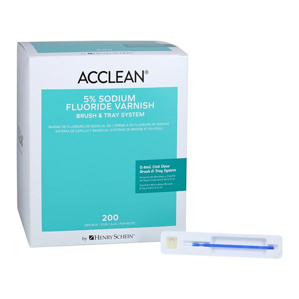 Acclean Fluoride Varnish Brush & Tray Unit Dose 5% NaF 0.4 mL Cherry 200/Bx