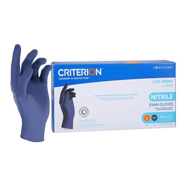 Criterion Low Derma Nitrile Exam Gloves Large Standard Slate Blue Non-Sterile