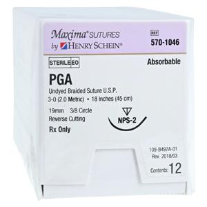 Maxima Suture 3-0 1-18" Polyglycolic Acid Braid NPS-2 Undyed 12/Bx