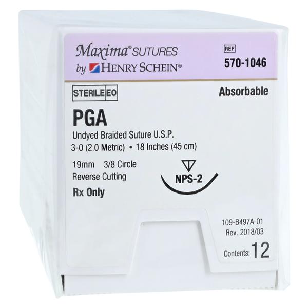 Maxima Suture 3-0 1-18" Polyglycolic Acid Braid NPS-2 Undyed 12/Bx