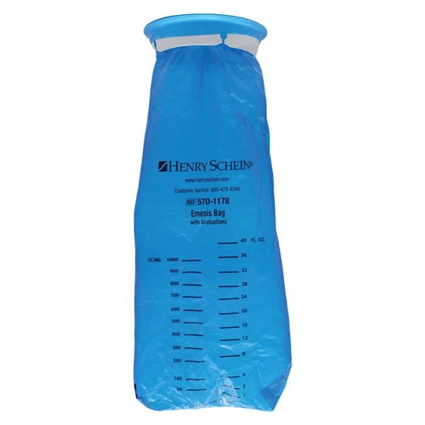 Emesis Bag 8.5x5x5" Translucent Blue Plastic 24/Pk