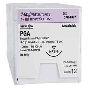 Maxima Suture 5-0 30" Polyglycolic Acid Braid NFS-2 Undyed 12/Bx