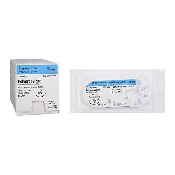 Maxima Suture 4-0 18" Polypropylene Monofilament NPS-2 Blue 12/Bx