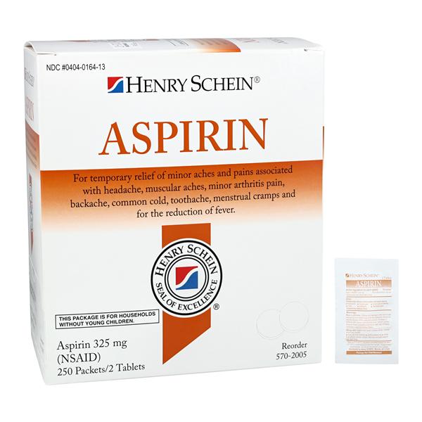 Aspirin Pain Reliever Tablets 325mg Box 250x2/Bx, 12 BX/CA