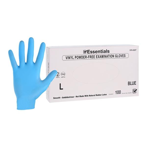 Essentials Vinyl Exam Gloves Large Blue Non-Sterile