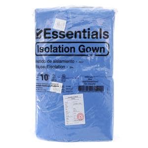 Essentials Isolation Gown AAMI Level 1 Large Blue 10/Bg