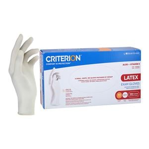 Criterion Aloe + Vitamin E Latex Exam Gloves X-Small Standard White Non-Sterile, 10 BX/CA