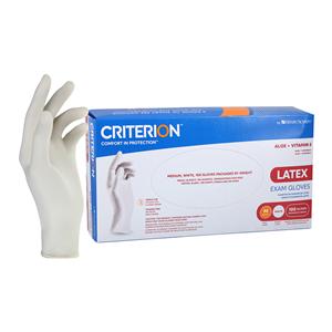 Criterion Aloe + Vitamin E Latex Exam Gloves Medium Standard White Non-Sterile, 10 BX/CA