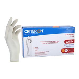 Criterion Aloe + Vitamin E Latex Glove Gloves Large Standard White Non-Sterile, 10 BX/CA