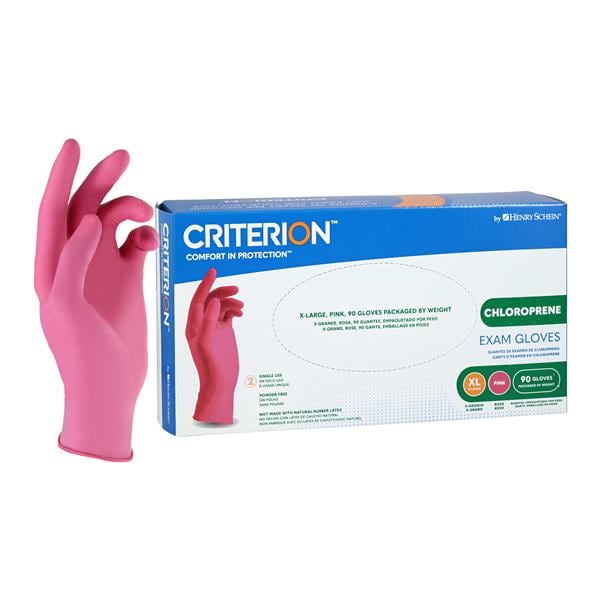 Criterion Polychloroprene Exam Gloves X-Large Extended Pink Non-Sterile