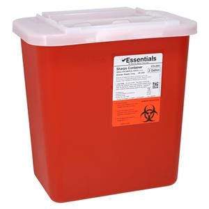 Essentials EDLP Sharps Container 2gal Red 18.5x14.125x18.5" Side Entry PP Ea, 20 EA/CA