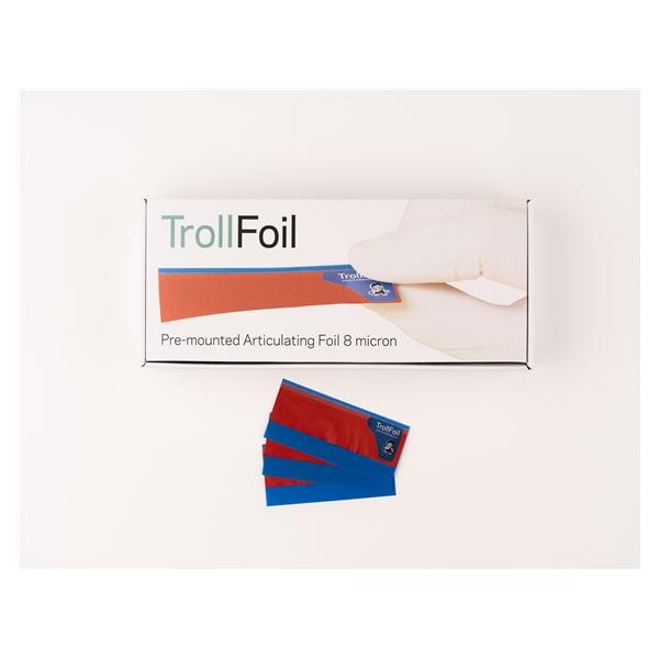 TrollFoil Articulating Foil Strips 3"x3/4" 8 Microns Rd Premounted Strips 500/Bx