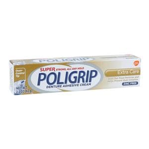 Super Poligrip Extra Care Denture Cream Zinc Free 2.2oz/Tb, 24 EA/CA