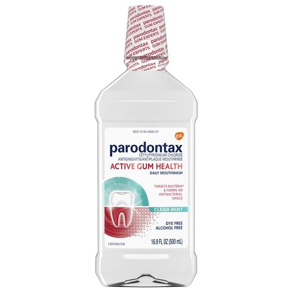 Parodontax Antibacterial Clear Mint Mouthwash 500 mL 8/Ca