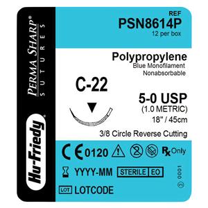 Perma Sharp Suture 5-0 18" Polypropylene Monofilament C-22 Blue 12/Bx