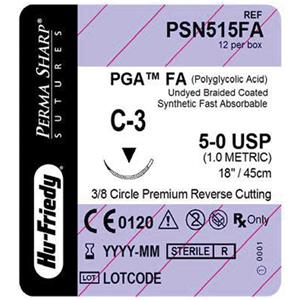 Perma Sharp Suture 5-0 18" Polyglycolic Acid/Fast Absorbtion Brd C-3 Undyd 12/Bx