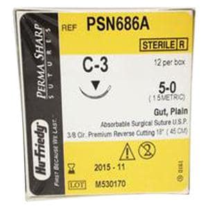 Perma Sharp Suture 5-0 18" Plain Gut Monofilament C-3 Undyed 12/Bx