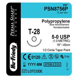 Perma Sharp Suture 5-0 18" Polypropylene Monofilament T-28 Blue 12/Bx