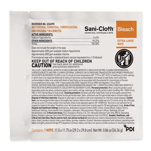 Sani-Cloth Bleach Germicidal Wipes X-Large Individual Packets 40/Bx