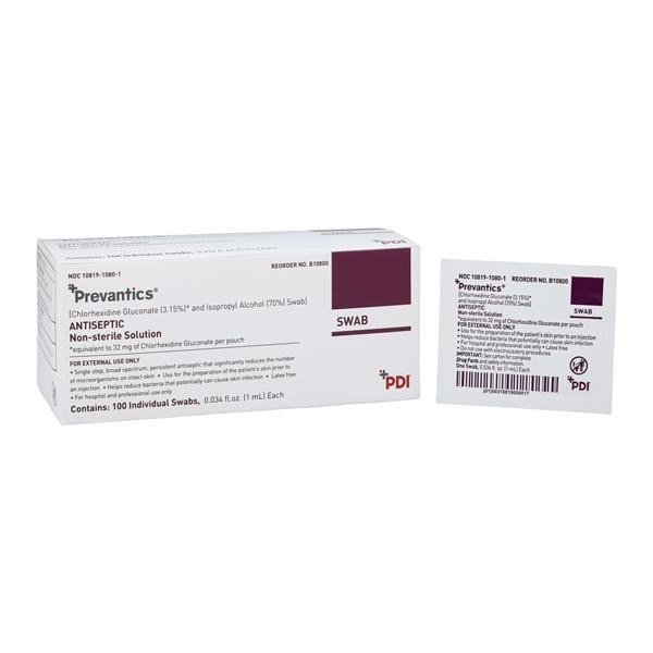 Prevantics Swab Pad CHG 3.15%/Isopropanol 70% 1mL 1-3/16x3-3/16