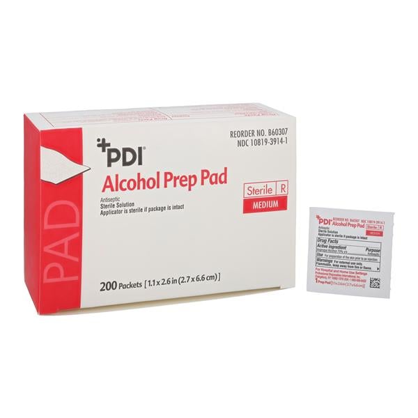 Prep Pad 70% Isopropyl Alcohol v/v Medium 1.1 in x 2.6 in