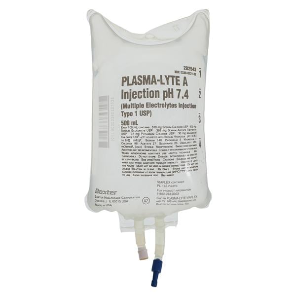 Plasma-Lyte A Injection pH 7.4 Bag 500mL 24/Ca