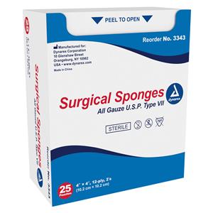 100% Cotton Surgical Gauze Sponge 4x4" 12 Ply Sterile LF