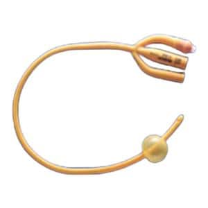 Gold 3-Way Foley Catheter Straight Tip Silicone 20Fr 30cc