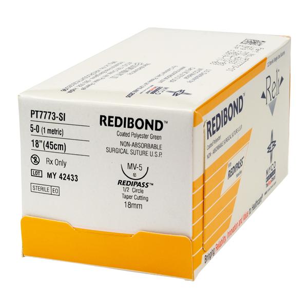 Reli Redibond Suture 5-0 18" Polyester Braid MV-5 Green 12/Bx