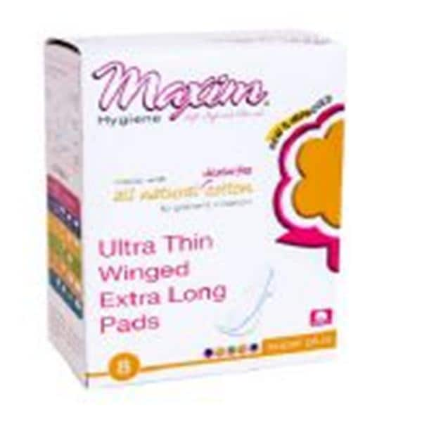 Sanitary Pad Natural Cotton Ultra Thin/X-Long Spr+ Wng White Disposable 8x12/Ca