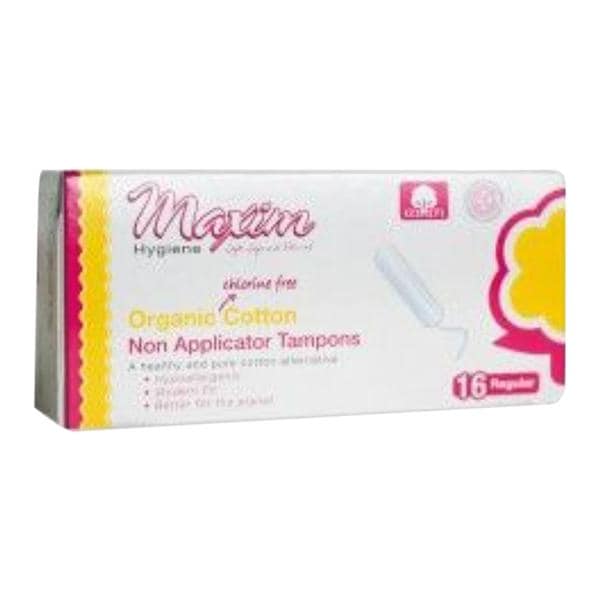 Tampon Organic Cotton Regular Non Applicator White Disposable 16x12/Ca