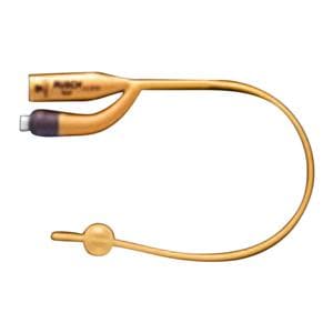 Gold 2-Way Foley Catheter Straight Tip Silicone 8Fr 3cc