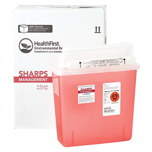 Sharps Management Mailer System 5qt Red/Wht 10-1/2x4-1/2x12 Closing Ld Plstc Ea