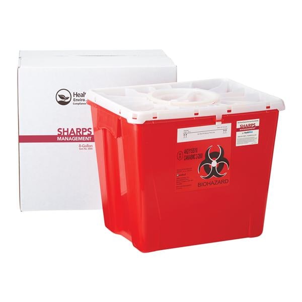 Sharps Management Mailer System 8gal Red/White 17x13x14" Closing Lid Plastic Ea