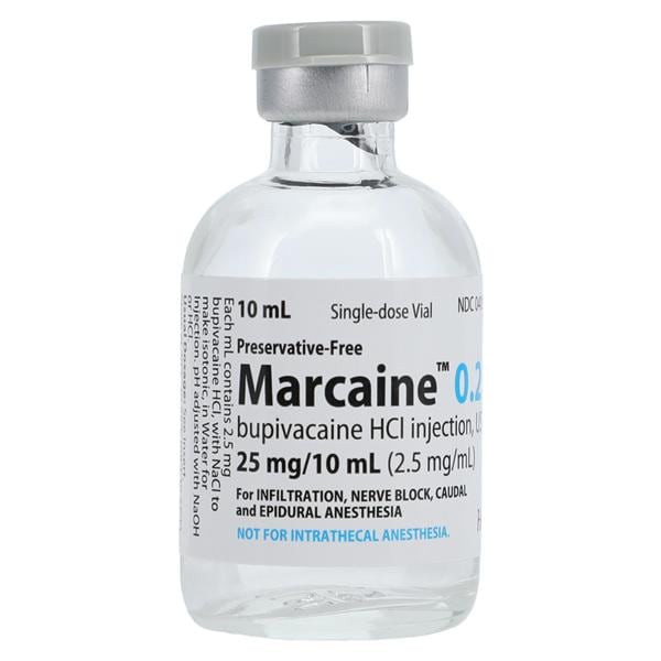 Marcaine Injection 0.25% Preservative Free SDV 10mL 10/Package