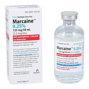 Marcaine w/Epinephrine Injection 0.25% 1:200,000 MDV 50mL Each