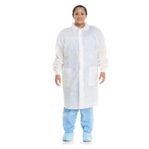 Basic Lab Coat 3 Layer SMS X-Large White 25/Ca