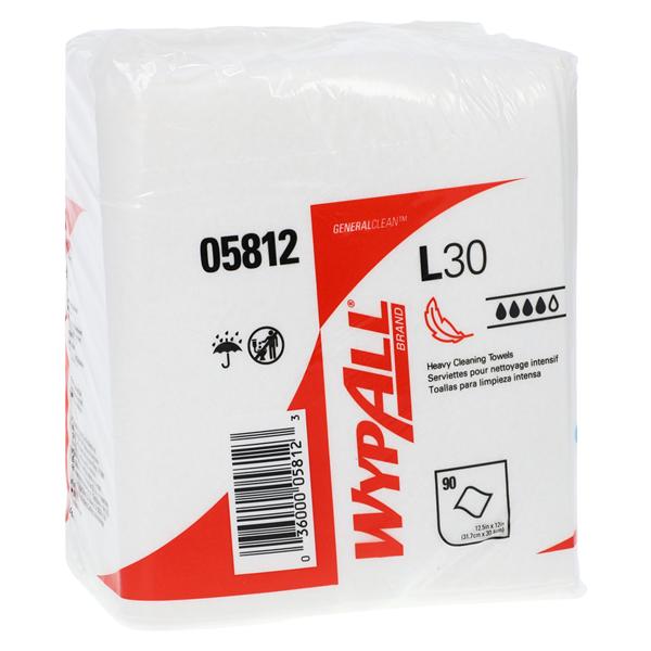 WypAll L30 Wipes 1/4 Fold Disposable Crepe 12.5 in x 13 in White 1080/Ca