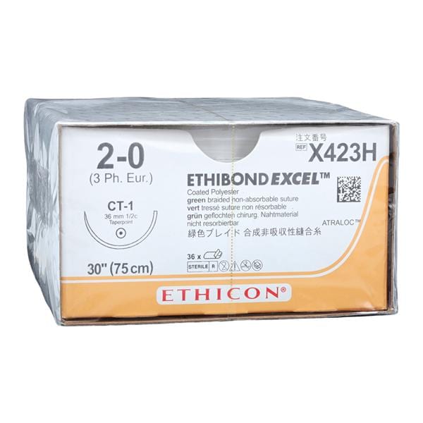 Ethibond Excel Suture 2-0 30" Polyester Braid CT-1 Green 36/Bx