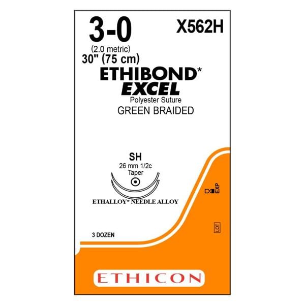 Ethibond Excel Suture 3-0 30" Polyester Braid SH Green 36/Bx