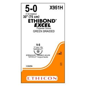 Ethibond Suture 5-0 1x30" Polyester Braid V-5 Green 36/Bx