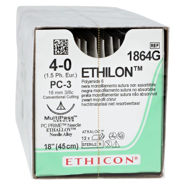 Ethilon Suture 4-0 1x18" Nylon Monofilament PC-3 Black 12/Bx